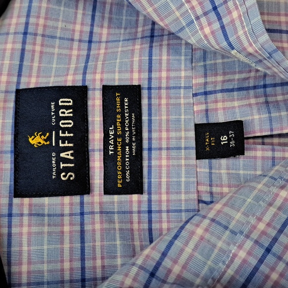 Nautica Blue and Stafford Purple Men's Button Down Dress Shirt Bundle - Picture 7 of 12